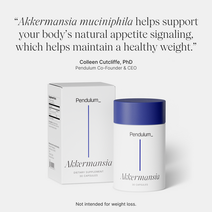 Pendulum Akkermansia Probiotic with Prebiotic Fiber - Increases GLP-1 Production, Delayed Release, Third-Party Tested, 100M AFU Live Strain for Gut Health for Men & Women 30 Capsules